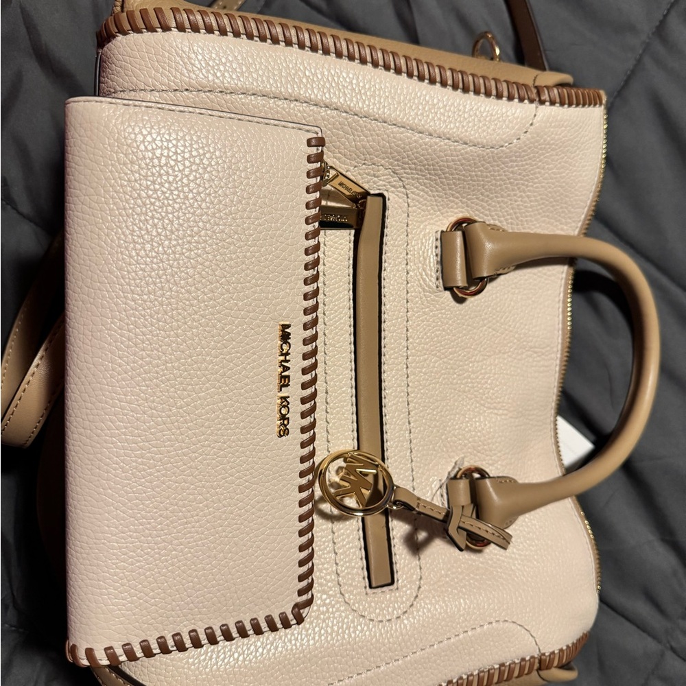 Michael Kors Carine large two-tone leather satchel with matching wallet